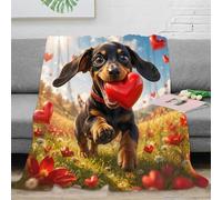 YVASPQRTW Plaid Dog Heart Impression 3D Microfibre Doux Salon
