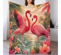 YVASPQRTW Plaid Flamingo Flower Impression 3D Microfibre Doux Salon