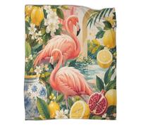 YVASPQRTW Plaid Flamingo Lemon Impression 3D Microfibre Douce Salon