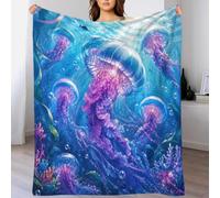 YVASPQRTW Plaid Jellyfish Ocean Impression 3D Microfibre Doux canapé