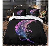YVASPQRTW Plume Magique 3D Imprimé Housse de Couette 3 pièces Microfibre léger Design féerique Scintillant Drap de Couette 2 taies Anti-Tache déco Chambre Enfant Super King（260x220cm）