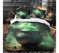 YVASPQRTW Potion de sorcière 3D Imprimé Drap de Couette 3 pièces Microfibre Lavable Machine Style_Halloween_Magique Housse de Couette 2 taies Respirant Adolescents Adultes Super King（260x220cm）