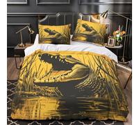 YVASPQRTW Rugissement d'alligator 3D Imprimé Housse de Couette Microfibre Anti-Decoloration Faune Drap de Couette 2 taies éclair dissimulé déco Famille Single（140x200cm）