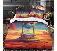 YVASPQRTW Sablier du Temps 3D Imprimé Housse de Couette 3 pièces Microfibre Respirant Fantaisie Drap de Couette 2 taies résistante Famille invités Double（200x200cm）