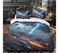 YVASPQRTW scène de Bataille Spatiale 3D Imprimé Drap de Couette Microfibre Lavable Machine Guerre Cosmique de Science-Fiction Housse de Couette 2 taies inaltérable déco Famille Single (135x200cm)