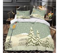 YVASPQRTW scène de Noël 3D Imprimé Drap de Couette 3 pièces Microfibre Respirant Illustration Festive hivernale Housse de Couette 2 taies inaltérable déco Famille King（220x240cm）