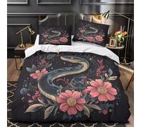 YVASPQRTW Serpent 3D Imprimé Drap de Couette Microfibre inaltérable Illustration Fantastique Housse de Couette 2 taies Anti-Tache Filles Enfants Double（200x200cm）