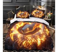 YVASPQRTW Serpent de feu 3D Imprimé Drap de Couette Microfibre Anti-Decoloration créature Mythique Fantastique Housse de Couette 2 taies léger Adolescents Jeunes Adultes Single（140x200cm）