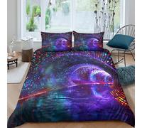 YVASPQRTW Set Housses Couettes 3D Univers psychédélique Élégant pour Enfants Sens Artistique du Voyage dans Le Temps Microfibre Douce Et Confortable avec Housse De Couette Et Taie Double（200x200cm）