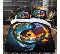 YVASPQRTW Symbole Yin-Yang 3D Imprimé Drap de Couette 3 pièces Microfibre résistante NatureFantasyArt Housse de Couette 2 taies Anti-Decoloration Adultes Famille King（220x240cm）