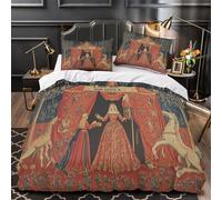 YVASPQRTW Tapisserie médiévale 3D Imprimé Housse de Couette Microfibre éclair caché scène de la Cour Royale Drap de Couette 2 taies Lavable Machine garçons Enfants Double（200x200cm）