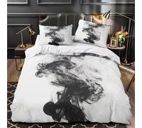 YVASPQRTW Tourbillon d'encre Abstrait 3D Imprimé Housse de Couette Microfibre inaltérable Mouvement Fluide Noir Drap de Couette 2 taies Anti-Decoloration Adultes Famille Super King（260x220cm）