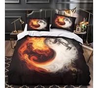 YVASPQRTW Tourbillons de feu 3D Imprimé Housse de Couette Microfibre inaltérable Spirituel Abstrait Drap de Couette 2 taies Entretien Facile Couples Famille Double（200x200cm）