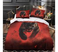 YVASPQRTW traque_de_panthère_féroce 3D Imprimé Housse de Couette 3 pièces Microfibre résistante Style Animal Sauvage Drap de Couette 2 taies Anti-Decoloration Famille invités Single (135x200cm)