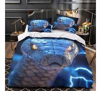 YVASPQRTW Yeux de Serpent Bleus 3D Imprimé Housse de Couette Microfibre léger Fantaisie numérique Drap de Couette 2 taies Anti-Decoloration déco Chambre Adulte King（220x240cm）