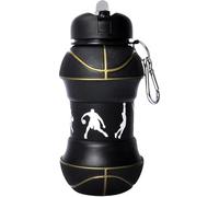 YverLand Bouteille d'eau pliable pour garçons et filles sans BPA - Gourde pour enfants pour le camping - Personnalisable avec votre sport - Bouteille d'eau compacte pour cadeau original (Basket noir)