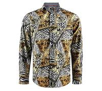 Yves Enzo Chemise pour homme imprimé Leo 206-12 S-XXL, Noir, marron, beige., L