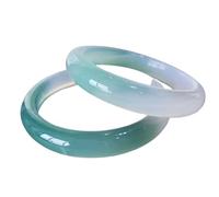 Yvessvi Bracelet Ding Jing en agate naturelle pure - Calcédoine - Style ancien - Très fin - Article fin - Anneau interdit