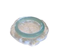 Yvessvi Bracelet Ding Jing en agate naturelle pure - Calcédoine - Style ancien - Très fin - Article fin - Anneau interdit