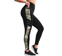 Yvette Leggings de Sport Femmes Opaque Taille Haute Pantalon Imprimé de Yoga Non Transparent Doux avec Poches Jogging Fitness Pilates Vert L