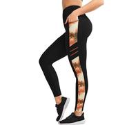 Yvette Leggings de Sport Femmes Opaque Taille Haute Pantalon Imprimé de Yoga Non Transparent Doux avec Poches Jogging Fitness Pilates Jaune Clair L