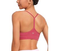 Yvette Soutien Gorge de Sport Femme Rembourré à Bas Impact pour Y Back Spaghetti Straps Yoga Bra Tops Fitness Rose Foncé XL