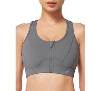 Yvette Soutien-Gorge de Sport Femmes Zippée Devant | Soutien élevé, dos racerback en mesh, idéal pour la course