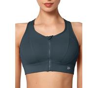 Yvette Soutien-Gorge de Sport zippé sur Le Devant | impact élevé, grand buste, dos nageur en maille, coussinets cousus, pour courir en salle de sport