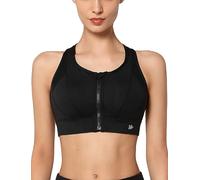 Yvette Soutien-Gorge de Sport zippé sur Le Devant | impact élevé, grand buste, dos nageur en maille, coussinets cousus, pour courir en salle de sport