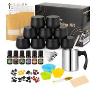 Yvgoov Kit de Fabrication de Bougies Coffret Bougies Parfumées Cadeau DIY Kit Bougies à Faire Soi Même avec 8 Boîtes de Bougie noir, Cire de Soja de 500g, 6 Huiles Parfumées et Thermomètre