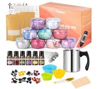 Yvgoov Kit de Fabrication de Bougies Coffret Bougies Parfumées Cadeau DIY Kit Bougies à Faire Soi Même avec 8 Boîtes de Bougie Colorées, Cire de Soja de 500g, 6 Huiles Parfumées et Thermomètre