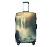 YVNKHKU Cascades et brouillard dans un monde fantastique Housse de valise extensible - Durable, anti-rayures, convient aux bagages de 45,7 à 81,3 cm, facile à laver et protection de voyage, noir,