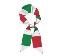 YVNKHKU Foulard en satin avec motif drapeau italien pour femme, col carré, pour sac, écharpes à cheveux, cadeau 119,1 x 7,9 cm, noir, taille unique