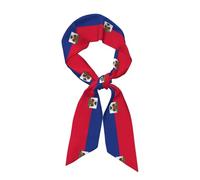 YVNKHKU Foulard tendance en satin avec motif drapeau haïtien pour femme, col carré, pour sac, écharpes à cheveux, cadeau, 119,1 x 7,9 cm, noir, taille unique