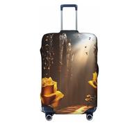 YVNKHKU Golden Heavenly Light Housse de valise extensible sur fond rose - Durable, anti-rayures, convient aux bagages de 45,7 à 81,3 cm, facile à laver et protection de voyage, noir, X-Large