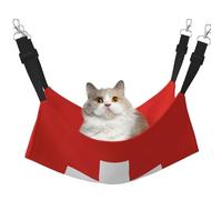 YVNKHKU Hamac réversible à suspendre pour chat avec drapeau suisse - Doux et respirant - Lit réglable pour chaton chiot ou petit et grand
