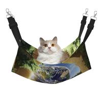 YVNKHKU Hamac réversible à suspendre pour chat avec inscription « The Earth in The Mysterious Church » - Doux et respirant - Lit réglable pour chaton chiot ou petit et grand