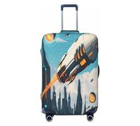 YVNKHKU Housse de valise extensible avec illustration de science-fiction - Durable, anti-rayures, convient aux bagages de 45,7 à 81,3 cm, facile à laver et protection de voyage, noir, Medium