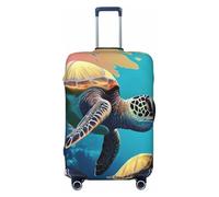 YVNKHKU Housse de valise extensible Comic Turtle - Durable, anti-rayures, convient aux bagages de 45,7 à 81,3 cm, facile à laver et protection de voyage, noir, X-Large