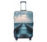 YVNKHKU Housse de valise extensible Horizon de couleur turquoise - Durable, anti-rayures, convient aux bagages de 45,7 à 81,3 cm, facile à laver et protection de voyage, noir, Large