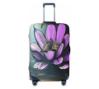 YVNKHKU Housse de valise extensible motif fleurs de lotus, ruines urbaines, durable, anti-rayures, convient aux bagages de 45,7 à 81,3 cm, facile à laver et protection de voyage, noir, Medium