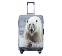 YVNKHKU Housse de valise extensible Portrait d'un ours polaire - Durable, anti-rayures, convient aux bagages de 45,7 à 81,3 cm, facile à laver et protection de voyage, noir, Large