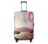 YVNKHKU Housse de valise extensible « The beach and fireworks at sunset » - Durable, anti-rayures, convient aux bagages de 45,7 à 81,3 cm, facile à laver et protection de voyage, noir, Large