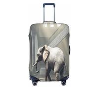YVNKHKU Housse de valise extensible The Golden Mammoth in the dilapidated city - Durable, anti-rayures, convient aux bagages de 45,7 à 81,3 cm, facile à laver et protection de voyage, noir, Large