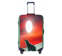 YVNKHKU Housse de valise extensible Wolf under the Moonlight - Durable, anti-rayures, convient aux bagages de 45,7 à 81,3 cm, facile à laver et protection de voyage, noir, Large