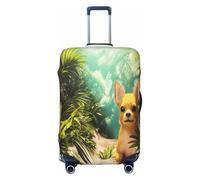 YVNKHKU Housse extensible pour valise Chihuahua dans les forêts tropicales - Durable, anti-rayures, convient aux bagages de 45,7 à 81,3 cm, facile à laver et protection de voyage, noir, Medium