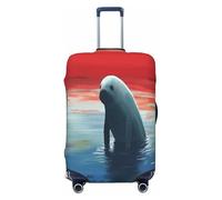 YVNKHKU Manatees, Watch the sunset Housse de valise extensible - Durable, anti-rayures, convient aux bagages de 45,7 à 81,3 cm, facile à laver et protection de voyage, noir, Medium