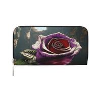 YVNKHKU Portefeuille élégant avec pince à billets pour homme et femme, cuir PU, plusieurs compartiments, idéal pour les espèces et les cartes, rose géante mystérieuse, noir, One Size