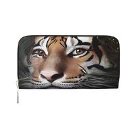 YVNKHKU Portefeuille élégant avec pince à billets pour homme et femme, cuir PU, plusieurs compartiments, idéal pour les espèces et les cartes, tigre triste, noir, One Size