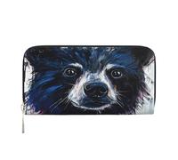 YVNKHKU Portefeuille portefeuille élégant pour homme et femme, cuir PU, plusieurs compartiments, idéal pour les espèces et les cartes, portraits d'animaux de dessin animé, noir, One Size